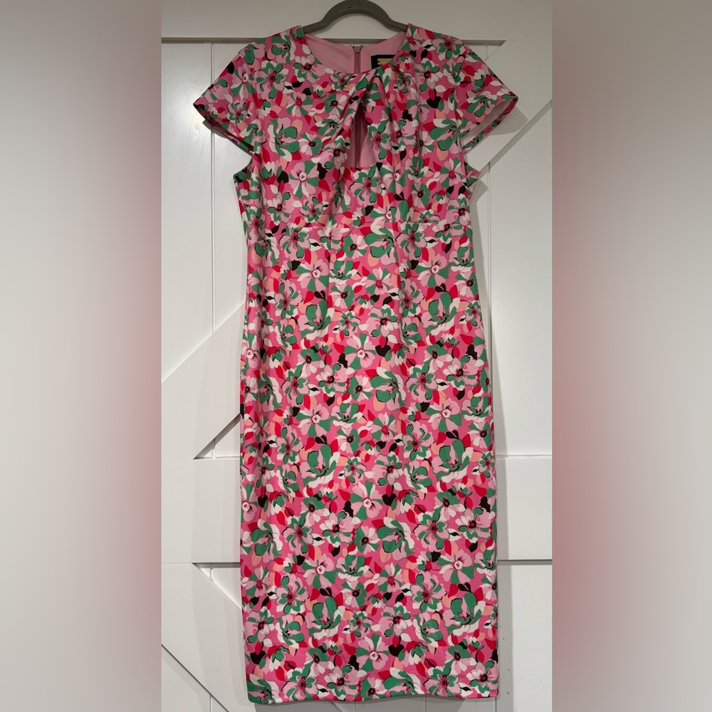 Alexia Admor Vibrant Pink and Green Floral Midi Dress